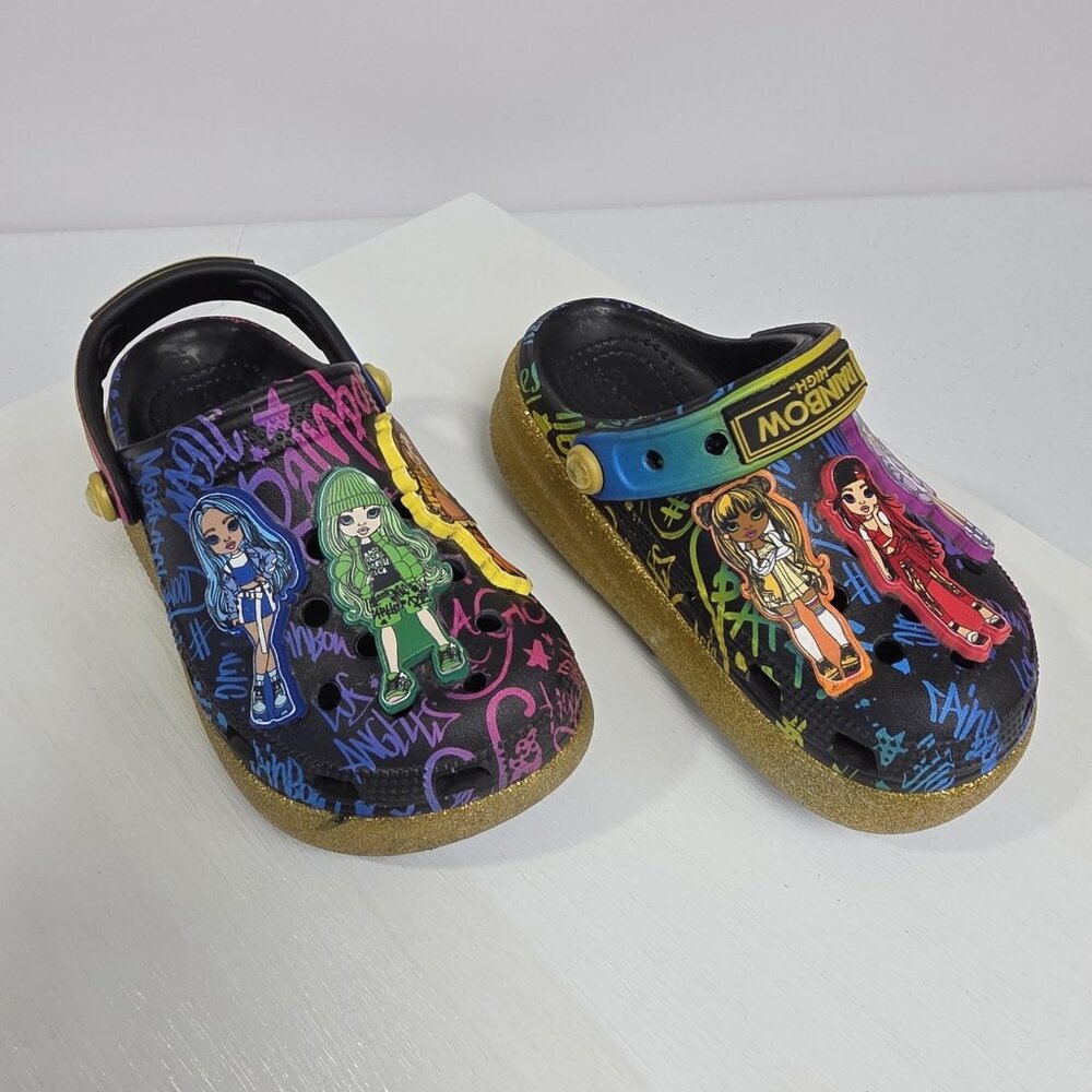 Crocs Shoes Girls Size 11 Multicolor Rainbow High Classic Clog Glitter Sandals